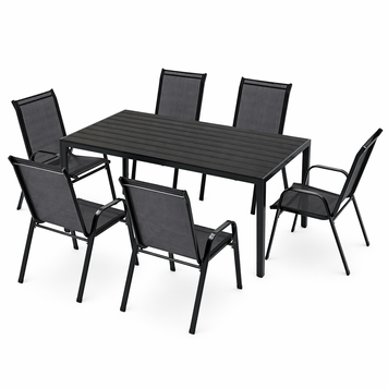 Комплект садовой мебели 4Points Orvieto-6 прямоугольный стол 150&times;90&times;70см со столешницей из искусственного дерева Polywood и 6 стульев, Чёрный 41043 фото