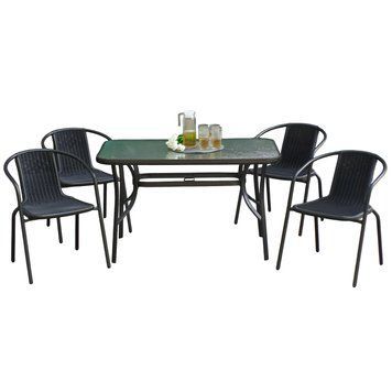 Комплект садовой мебели 4Points Siena-4 с прямоугольным столом 120x70x70 см, Чёрный 40099 фото