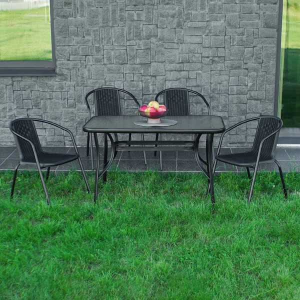 Комплект садовой мебели 4Points Siena-4 с прямоугольным столом 120x70x70 см, Чёрный 40099 фото