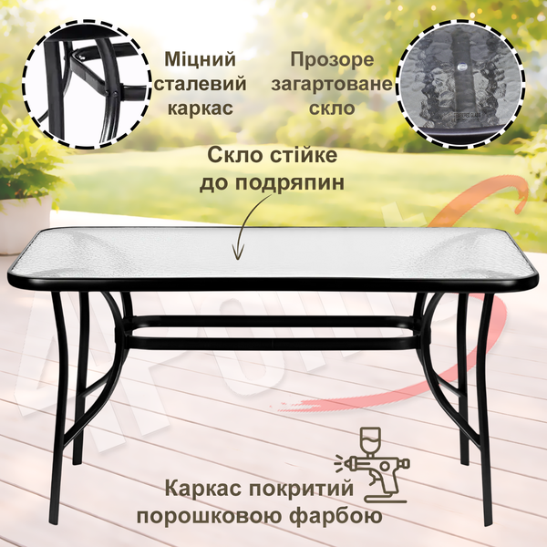 Комплект садовой мебели 4Points Siena-4 с прямоугольным столом 120x70x70 см, Чёрный 40099 фото