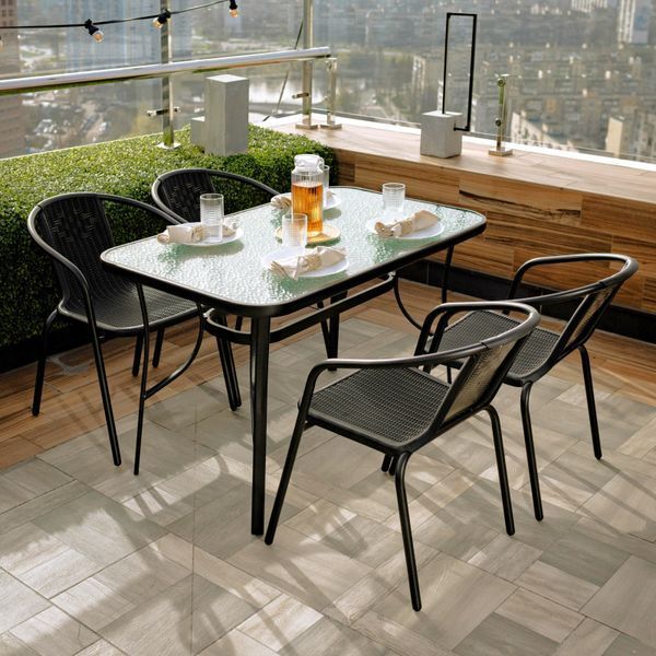 Комплект садовой мебели 4Points Siena-4 с прямоугольным столом 120x70x70 см, Чёрный 40099 фото