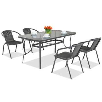Комплект садовой мебели 4Points Ravello-4 с прямоугольным столом 140x80x70 см, Чёрный 40794 фото