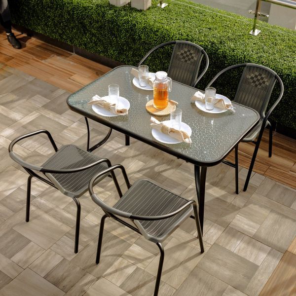 Комплект садовой мебели 4Points Ravello-4 с прямоугольным столом 140x80x70 см, Серый 40800 фото