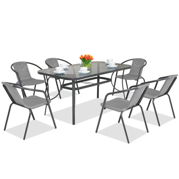 Комплект садовой мебели 4Points Ravello-6 с прямоугольным столом 140x80x70 см, Серый 40801 фото