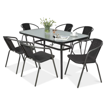 Комплект садовой мебели 4Points Siena-6 с прямоугольным столом 120x70x70 см, Чёрный 40100 фото