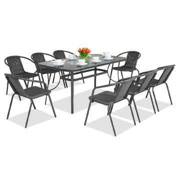Комплект садовой мебели 4Points Ravello-8 с прямоугольным столом 140x80x70 см, Чёрный 40796 фото