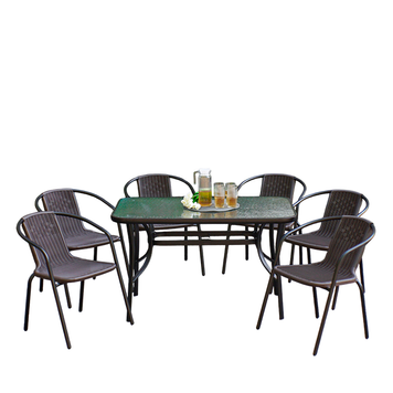Комплект садовой мебели 4Points Siena-6 с прямоугольным столом 120x70x70 см, Коричневый 40102 фото