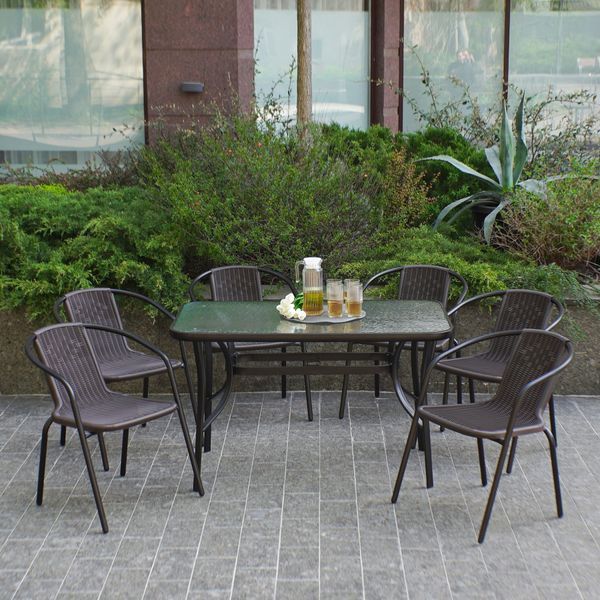 Комплект садовой мебели 4Points Siena-6 с прямоугольным столом 120x70x70 см, Коричневый 40102 фото