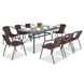 Комплект садовой мебели 4Points Ravello-8 с прямоугольным столом 140x80x70 см, Коричневый 40799 фото