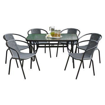 Комплект садовой мебели 4Points Siena-6 с прямоугольным столом 120x70x70 см, Серый 40104 фото