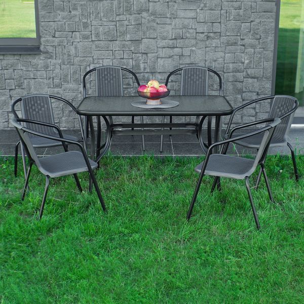 Комплект садовой мебели 4Points Siena-6 с прямоугольным столом 120x70x70 см, Серый 40104 фото