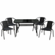 Комплект садовой мебели 4Points Rapallo-4 с прямоугольным столом 120x70x70см с черной стеклянной столешницей, Чёрный 40803 фото 1