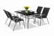 Комплект садовой мебели 4Points Riviera-4 с прямоугольным столом 150&times;90&times;70 см с черной стеклянной столешницей и серым каркасом + 4 стула с серым каркасом, Чёрный 41025 фото 1