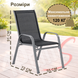 Комплект садовой мебели 4Points Riviera-6 с прямоугольным столом 150&times;90&times;70 см с черной стеклянной столешницей и серым каркасом + 6 стульев с серым каркасом, Чёрный 41026 фото 8