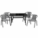Комплект садовой мебели 4Points Rapallo-4 с прямоугольным столом 120x70x70см с черной стеклянной столешницей, Серый 40807 фото