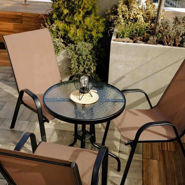 Комплект садових меблів 4Points Lido-3 з круглим столом ⌀70см, Коричневий 40643 фото