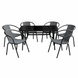Комплект садовой мебели 4Points Rapallo-6 с прямоугольным столом 120x70x70см с черной стеклянной столешницей, Серый 40808 фото