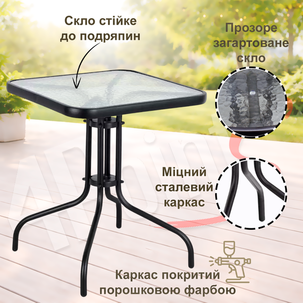 Комплект садовой мебели 4Points Grado-3 с квадратным столом 60х60х70см, Серый 40172 фото