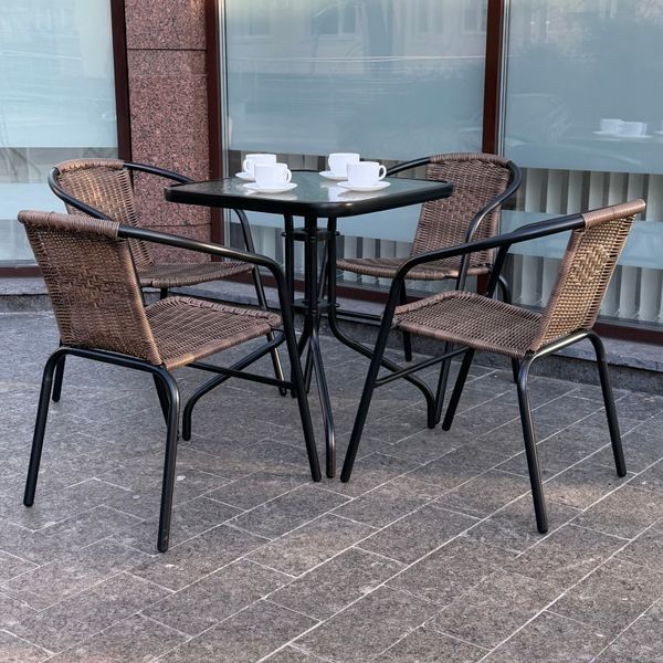 Комплект садових меблів 4Points Iseo-4 з квадратним столом 70х70х70см, Коричневий 40739 фото