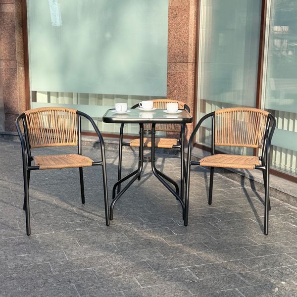 Комплект садових меблів 4Points Bello-3 з квадратним столом 70х70х70см, Коричневий 40940 фото